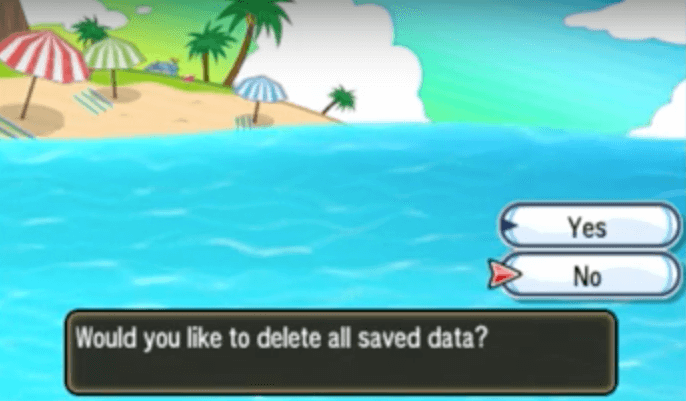 Pokemon sun moon delete saved data to restart