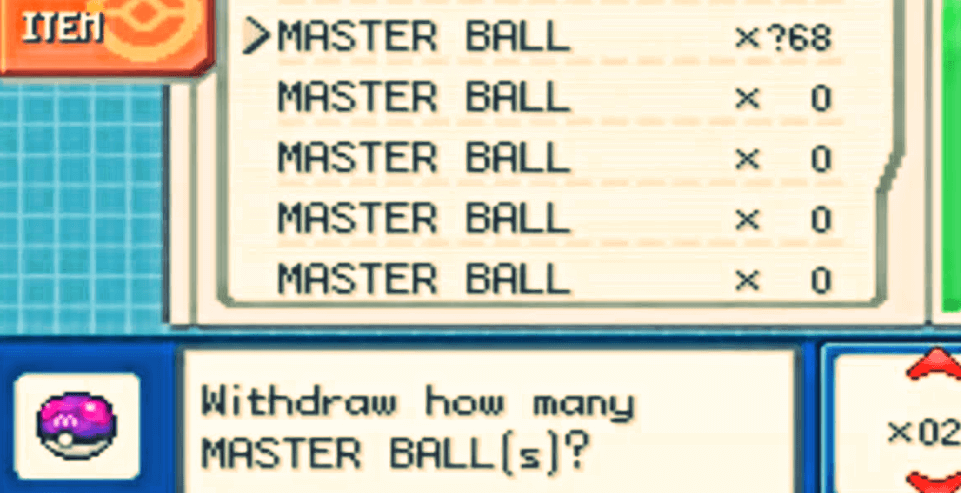 Pokemon Fire Red cheats: Rare candy, master ball