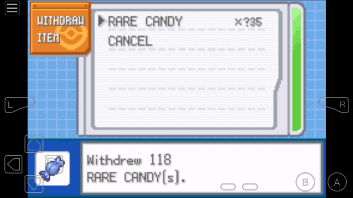 Pokemon leafgreen rare candy cheat