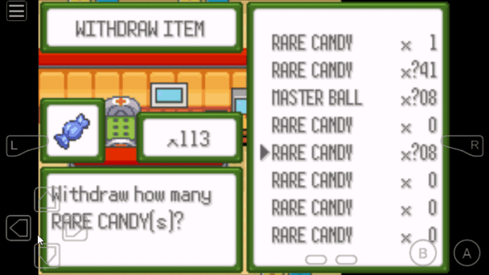 Pokemon glazed rare candy cheat
