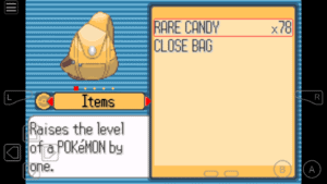 Pokemon Ruby Rare Candy Cheat 3 Rare candies in bag