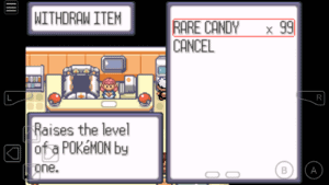 Withdraw rare candies in pokecenter