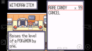 Pokemon Ruby Rare Candy Cheat 2 Withdraw rare candies in pokecenter