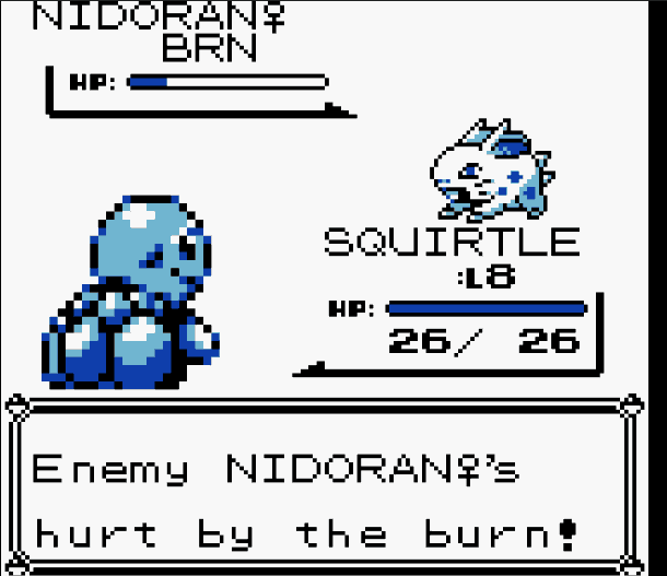 Pokemon blue enemy cannot attack and burned