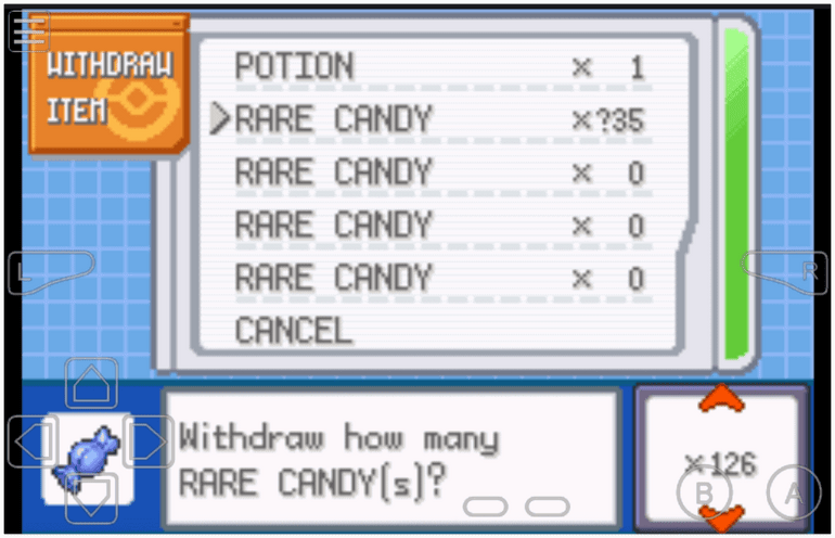 Pokemon fire red rare candy cheat