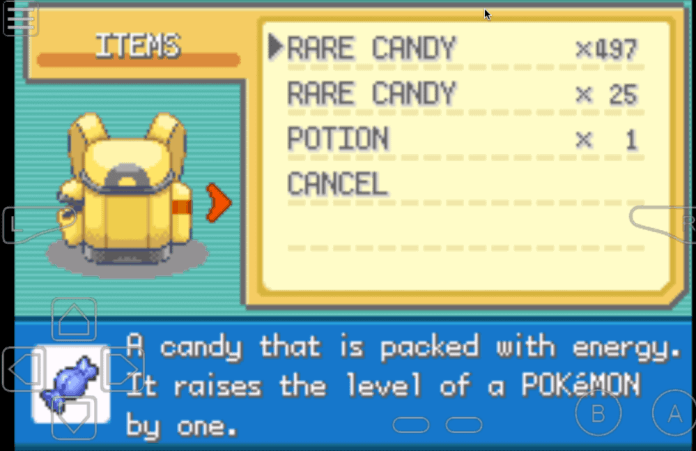 pokemon dark workship rare candy cheat code