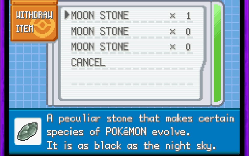 Pokemon leafgreen items cheat - moonstone