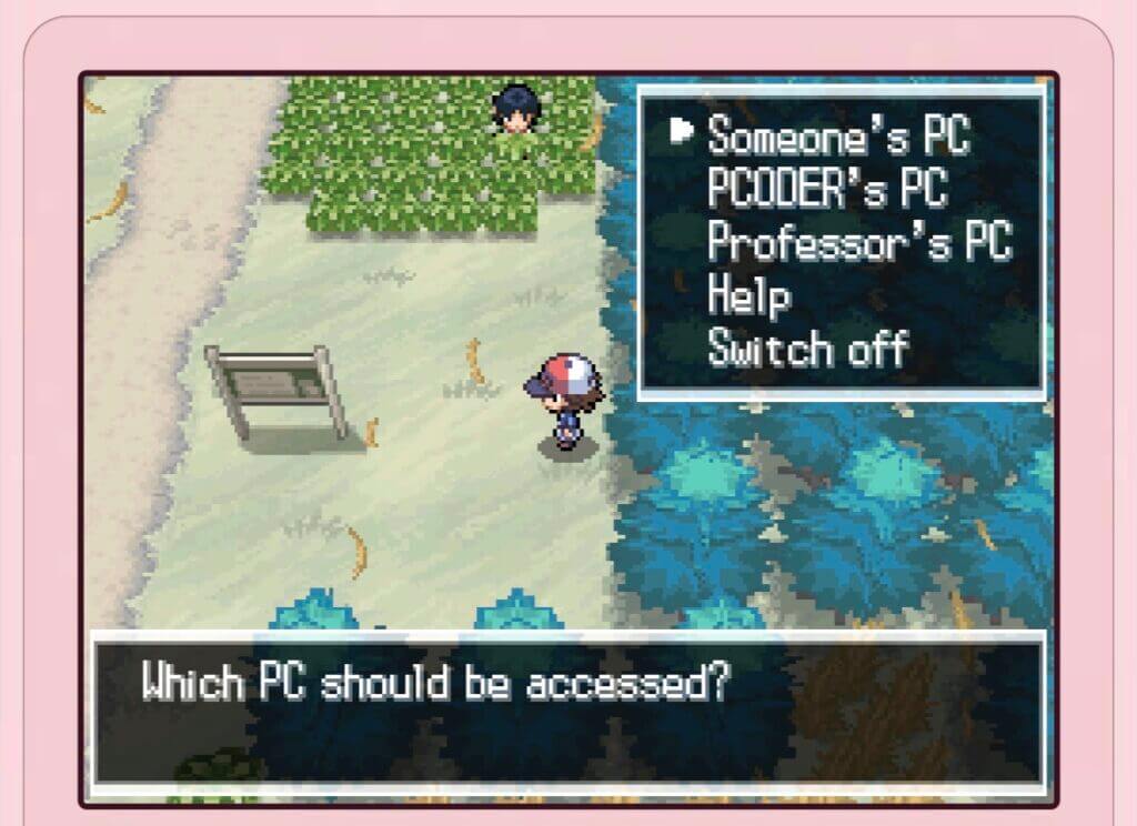 Pokemon white cheat to access pc/computer anywhere in the game.