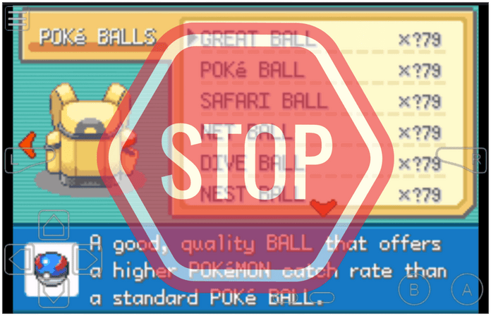 Stop all pokeball cheat