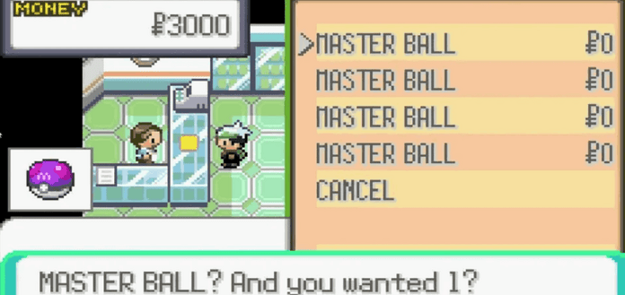 Pokemon emerald master ball cheat in pokemart