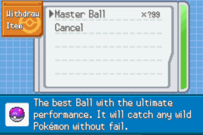 Pokemon radical red master ball cheat