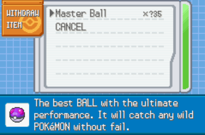 Unlimited master balls last firered cheat