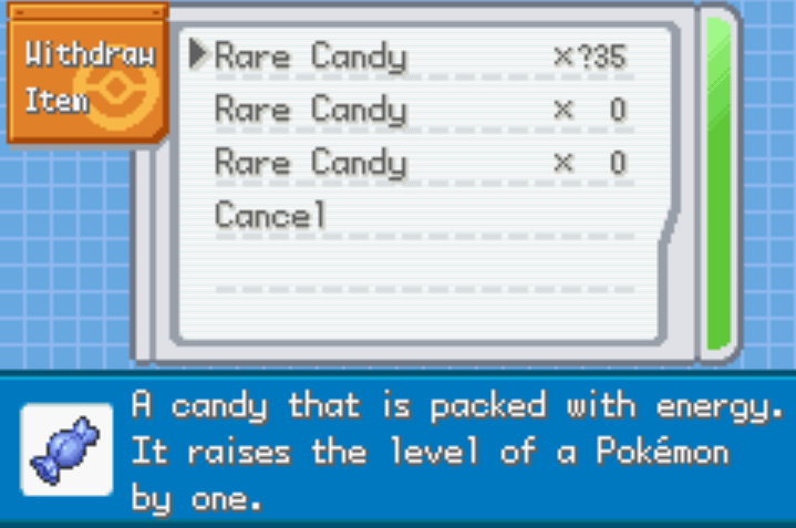 Unlimited rare candies pokemon fire red kalos cheats