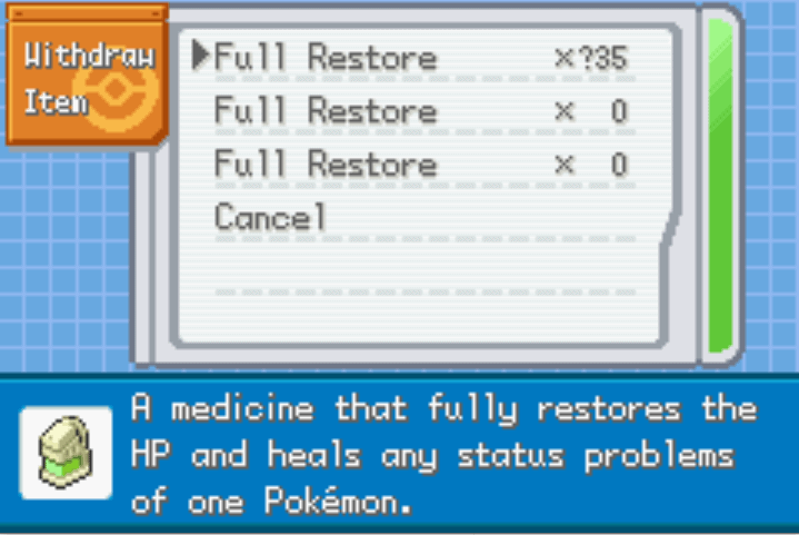 Unlimited healing items pokemon fire red kalos cheats