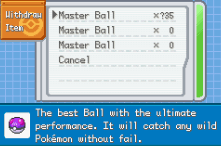 Unli master balls pokemon firered nameless project cheat