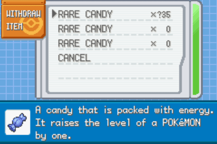 Unlimited rare candy pokemon nameless version cheat