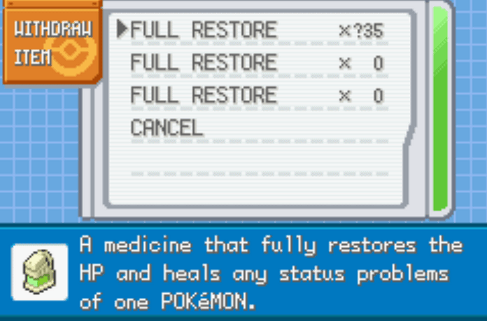 Unlimited healing items pokemon korosu cheat