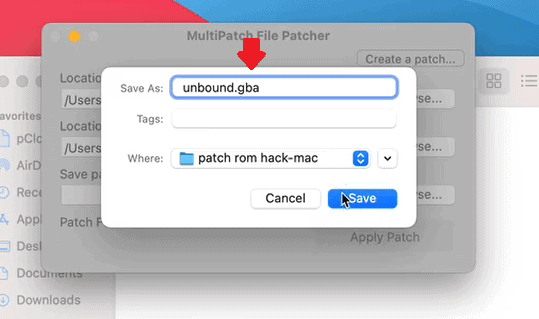 Step 7 how to patch rom hacks on mac using multipatch
