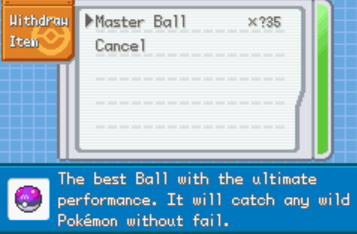 Unlimited master balls pokemon dreams cheat
