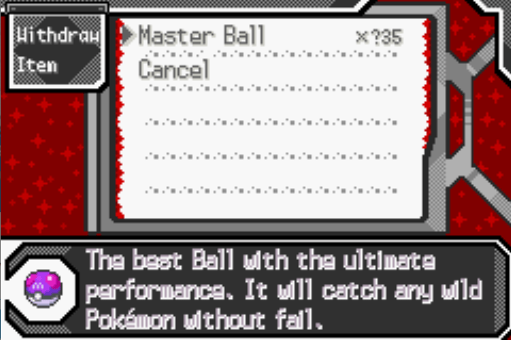 Unlimited master balls pokemon sors cheat