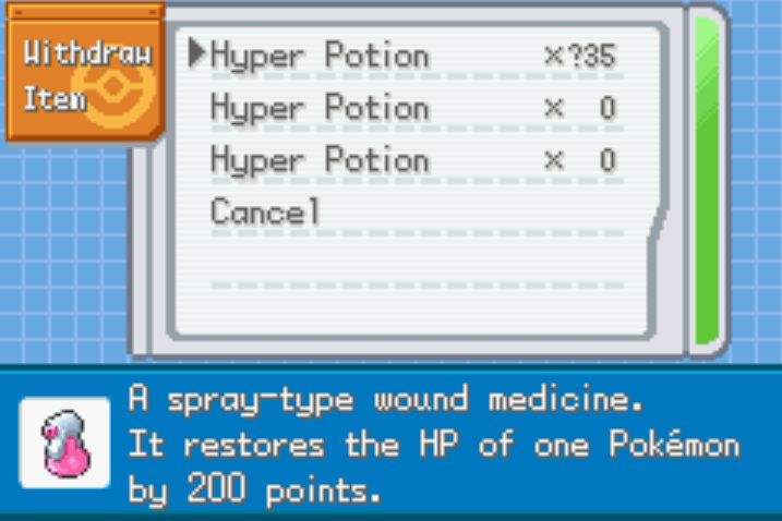 Unlimited healing items pokemon dreary cheat