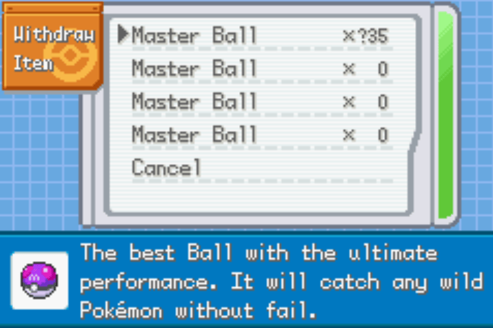 Unlimited master balls pokemon dreary cheat