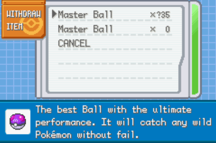 Unlimited master balls