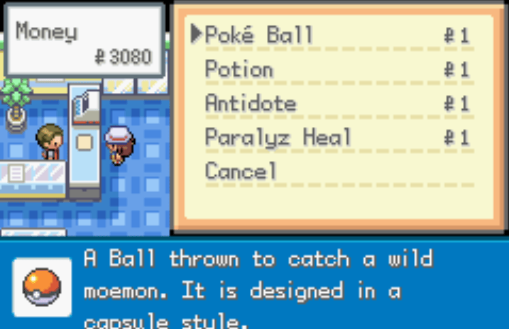 Poke mart items cost only 1 mega moemon firered cheat