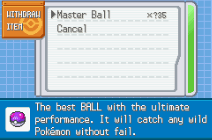 Unlimited master balls pokemon sienna cheat