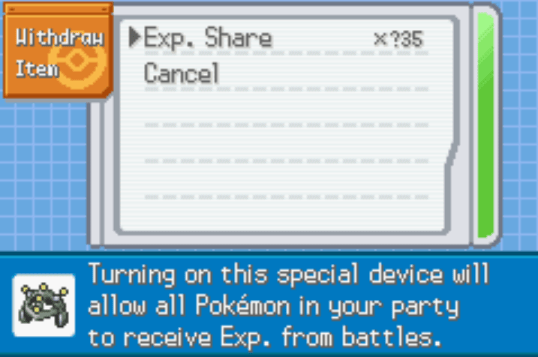 Exp share cheat for pokemon firered