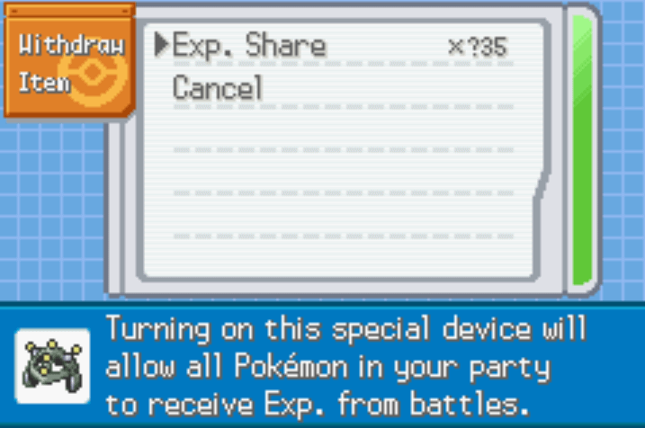 Exp share cheat for pokemon firered