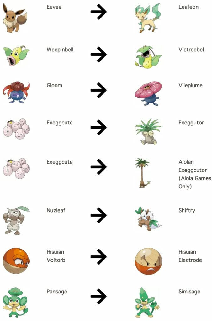 Pokemon evolve with leaf stone