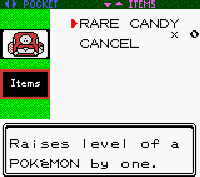 Pokemon Metal Red Cheats, Unlimited Rare Candey, Unlimited