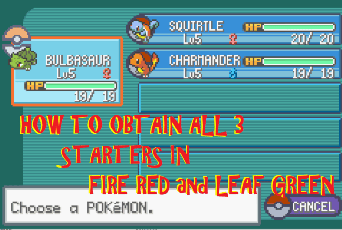 The gameshark code for getting all starters in fire red, Pokemon