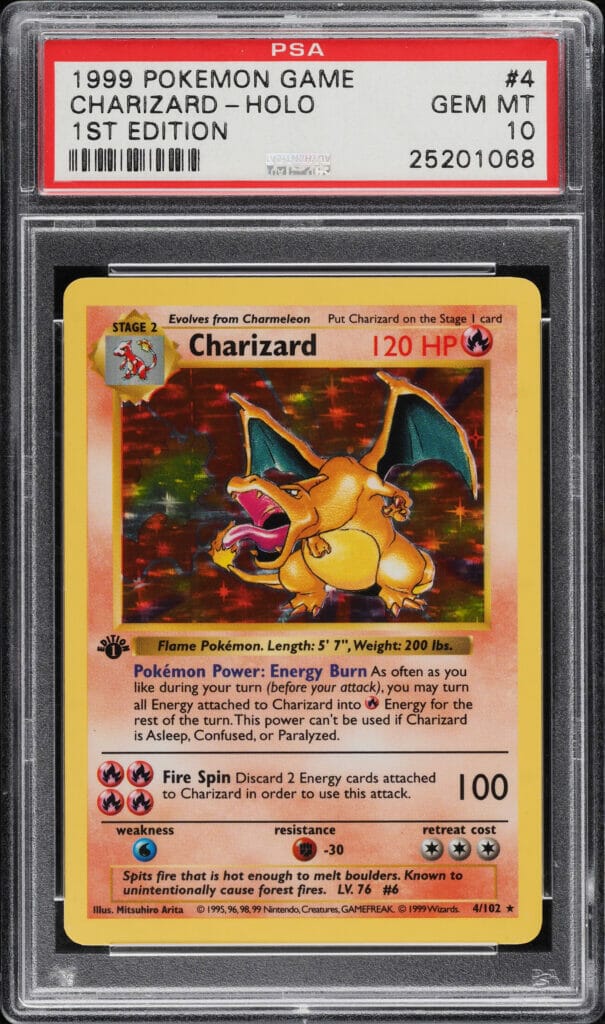 Most expensive pokemon cards - base set holo rare charizard card 1st edition (psa 10)
