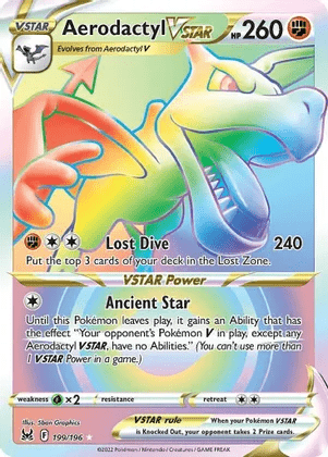 Pokemon card rarity guide - aerodactyl vstar - swsh11 lost origin (secret rare)
