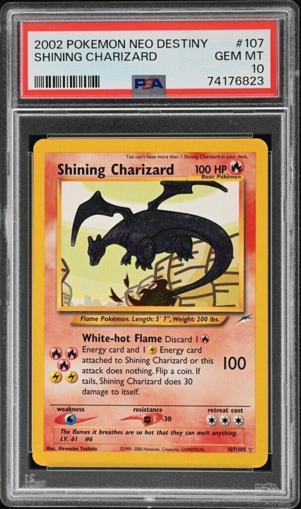Most expensive pokemon cards - neo destiny secret rare shining charizard (psa 10)