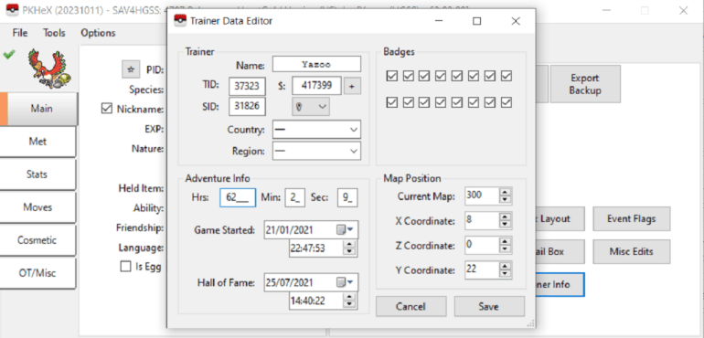Pkhex tutorial - edit trainer profile