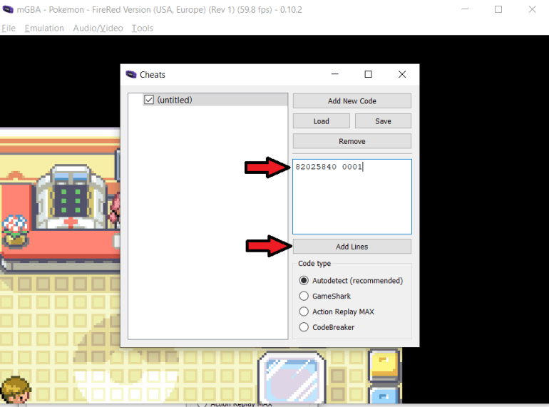 How to use cheats in mgba step 4