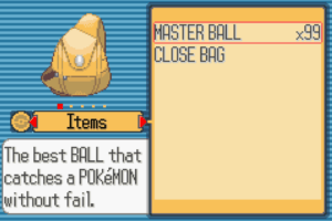 Master ball cheat in bag