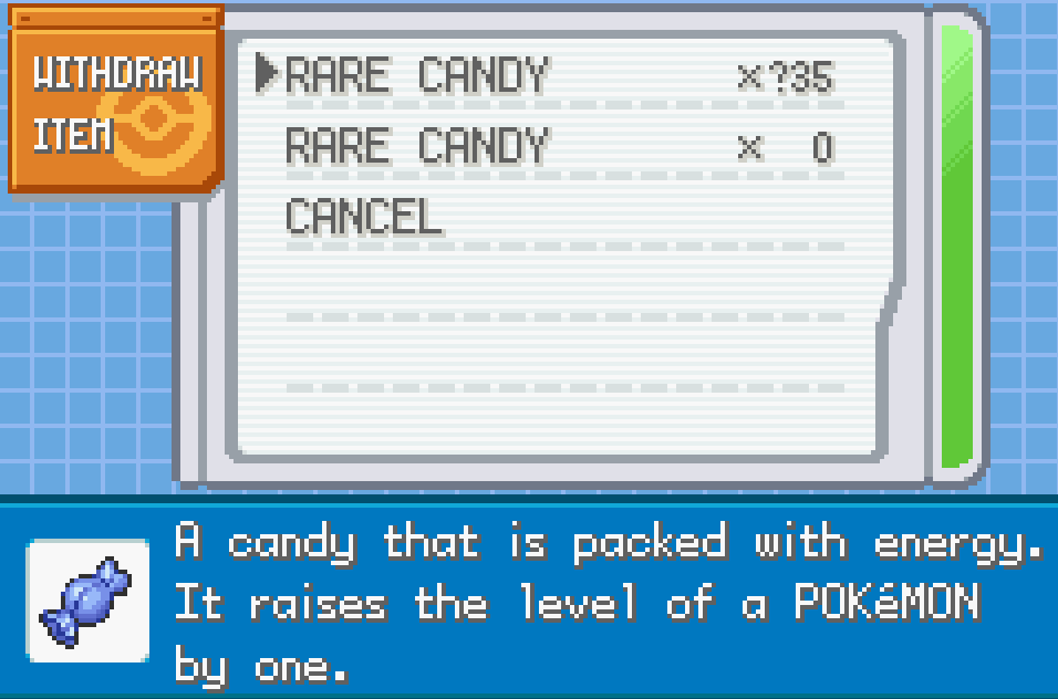 Rare candy cheat main