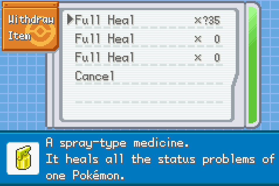Pokemon fire red multiverse healing items