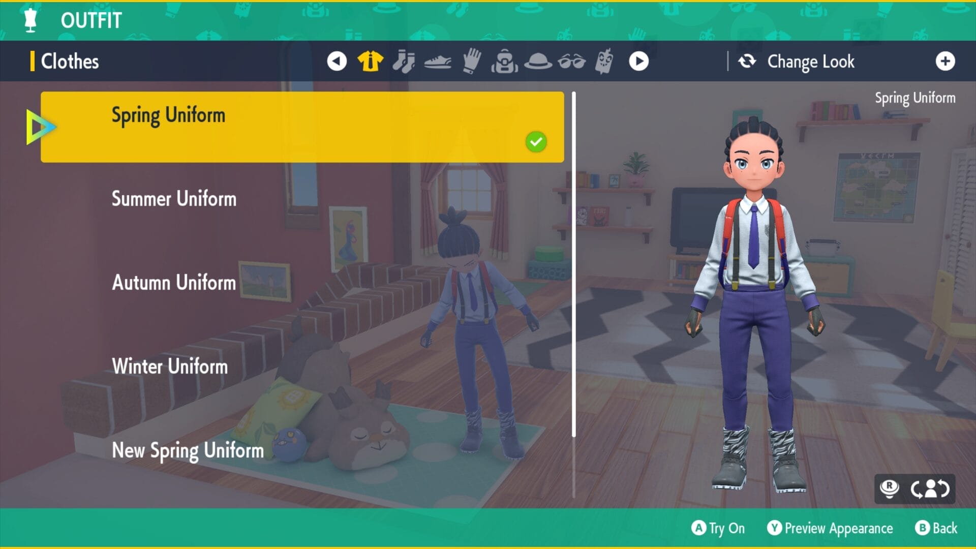 Outfit menu pokemon scarlet and violet