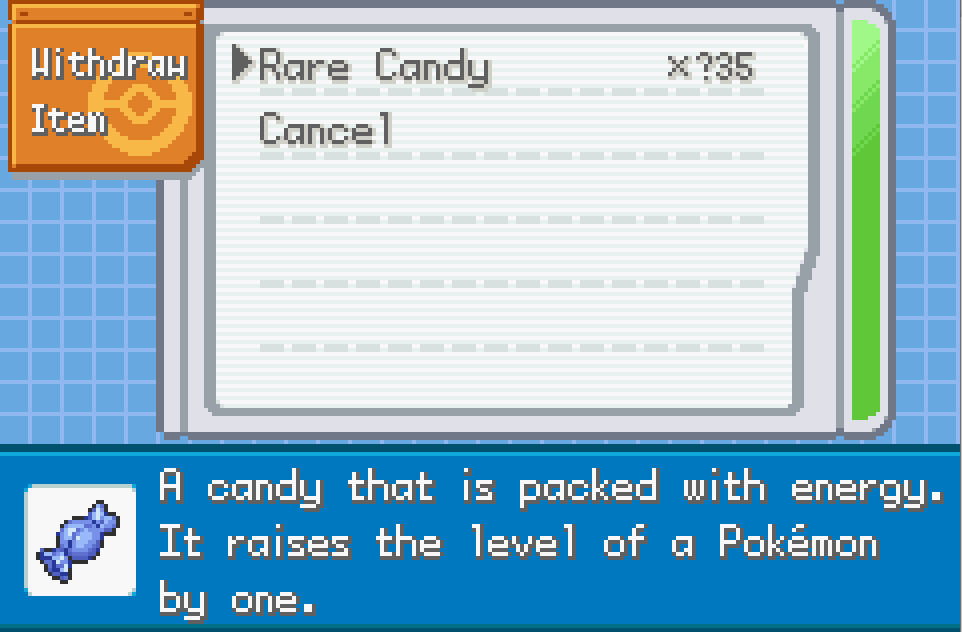 Pokemon mega blue cheats rare candy