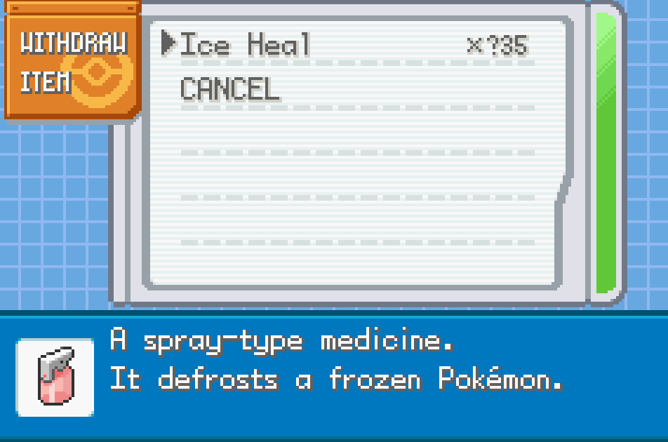 Pokemon throwback cheats healing items