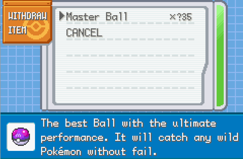 Pokemon throwback cheats master balls